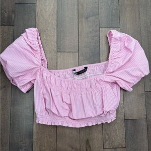 Zara Pink and White Striped Women's Top